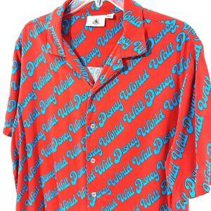 Disney Parks Walt Disney World MED Red & Blue Resort Button Up Shirt Men’s